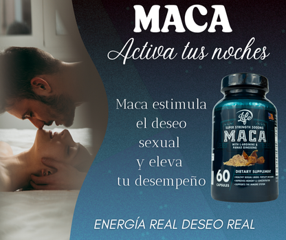 MACA SUPER STRENGTH 500MG LIFE – POTENCIADOR DE ENERGIA, LIBIDO Y ENFOQUE