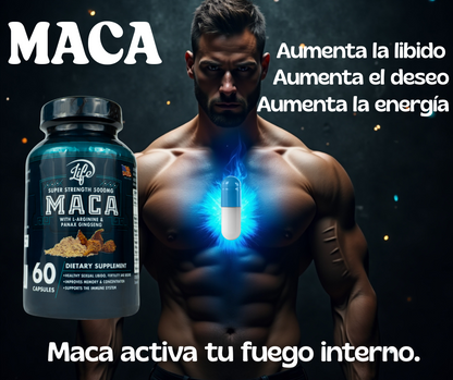 MACA SUPER STRENGTH 500MG LIFE – POTENCIADOR DE ENERGIA, LIBIDO Y ENFOQUE