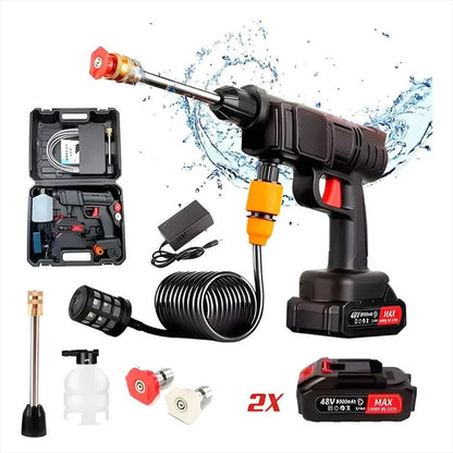 HIDROLAVADORA INALAMBRICA PORTATIL 48V CON 2 BATERIAS Y ACCESORIOS